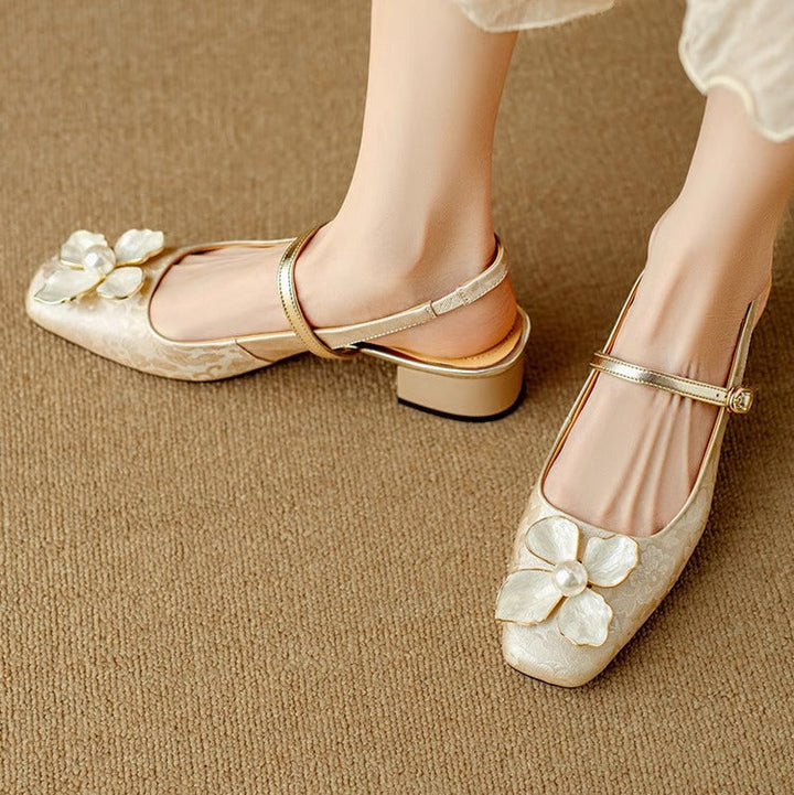 Floral Slingback Heel Pumps