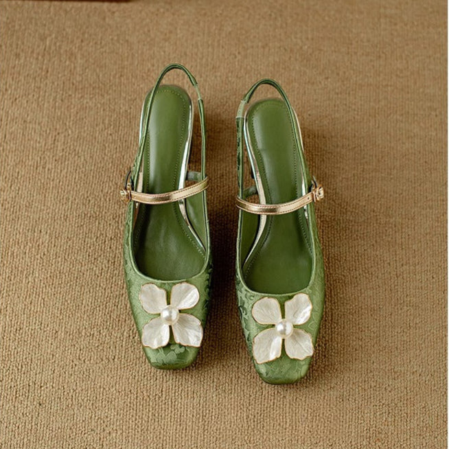 Floral Slingback Heel Pumps