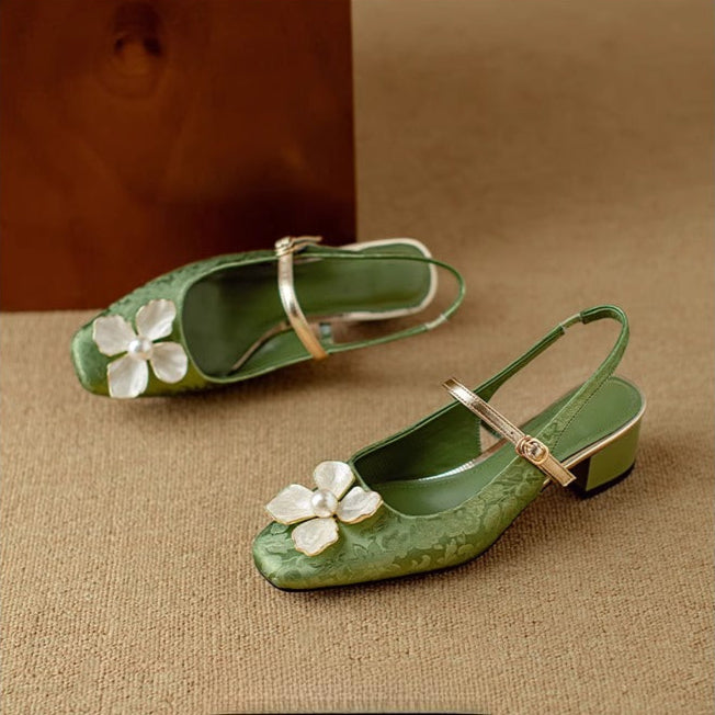 Floral Slingback Heel Pumps