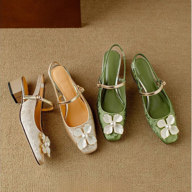 Floral Slingback Heel Pumps
