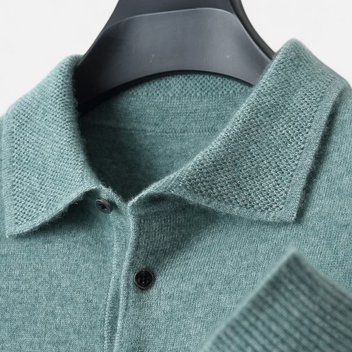 Smart Casual Warm Button Polo Sweater for Men