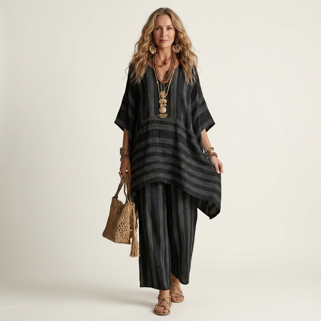 Striped Cotton Linen Two-Piece Set
