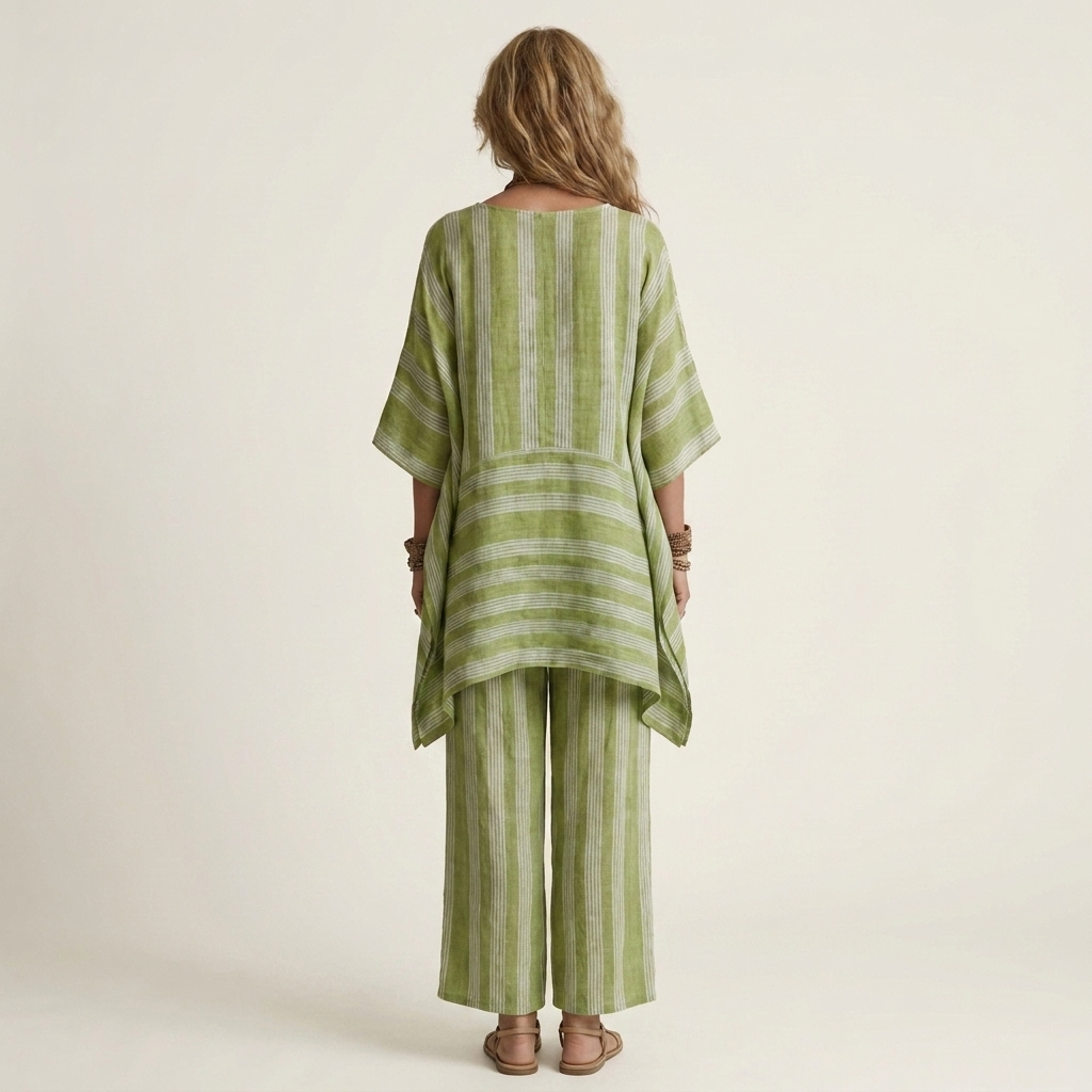 Striped Cotton Linen Two-Piece Set