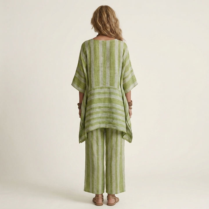 Striped Cotton Linen Two-Piece Set