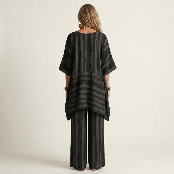 Striped Cotton Linen Two-Piece Set