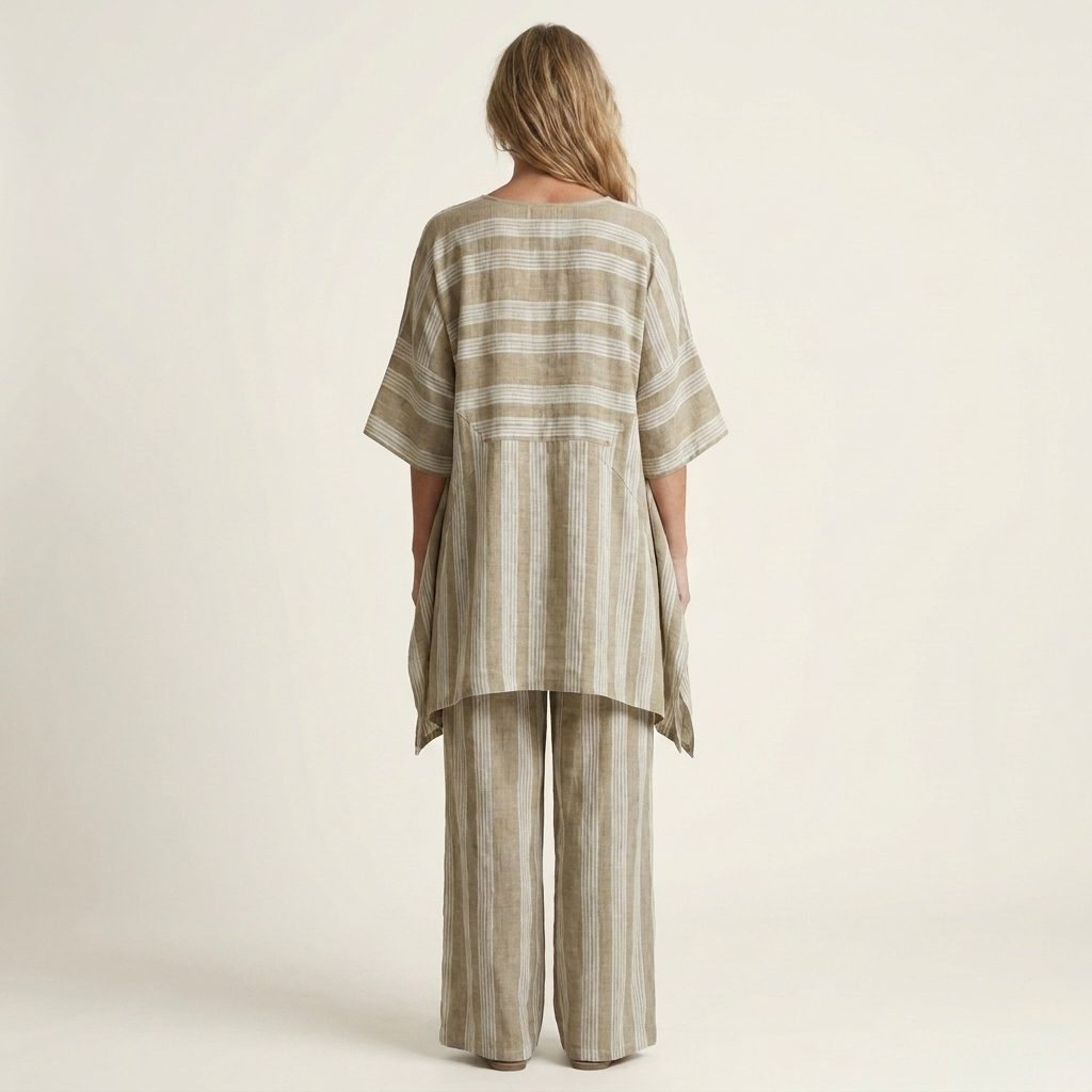 Striped Cotton Linen Two-Piece Set