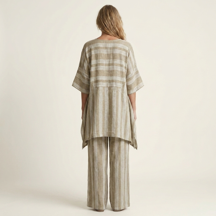 Striped Cotton Linen Two-Piece Set