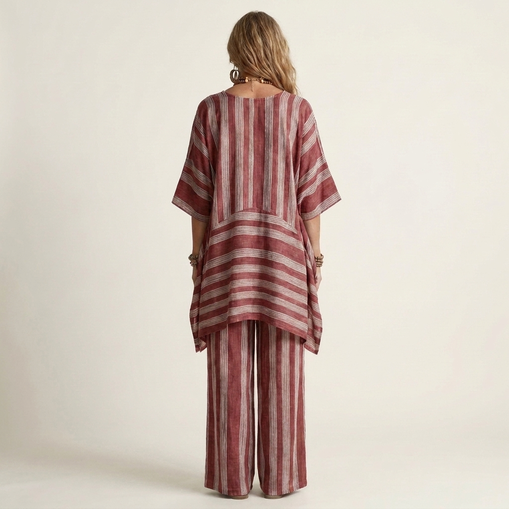 Striped Cotton Linen Two-Piece Set
