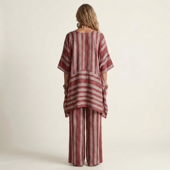 Striped Cotton Linen Two-Piece Set