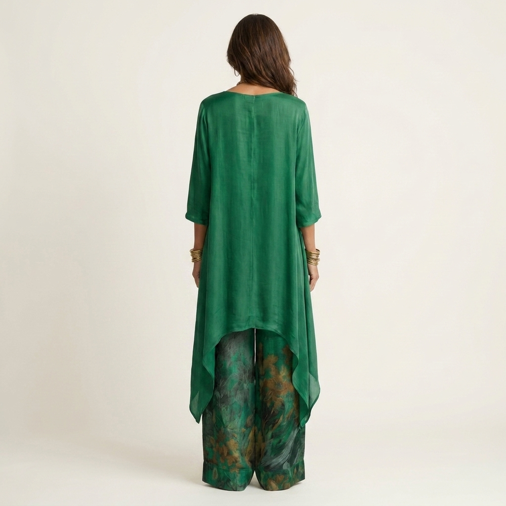 Cotton Silk Asymmetric Two-Piece Set