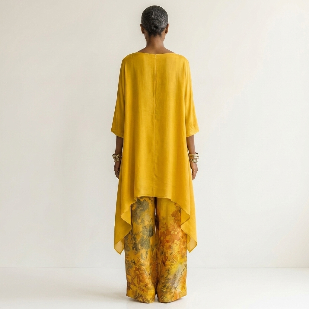 Cotton Silk Asymmetric Two-Piece Set