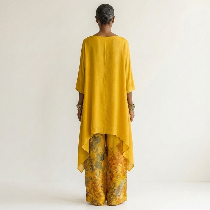 Cotton Silk Asymmetric Two-Piece Set