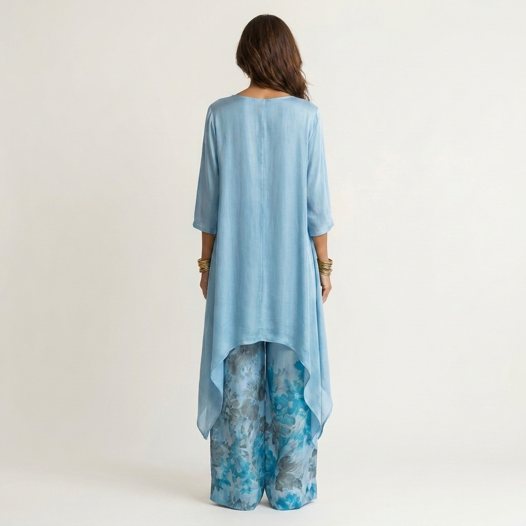 Cotton Silk Asymmetric Two-Piece Set