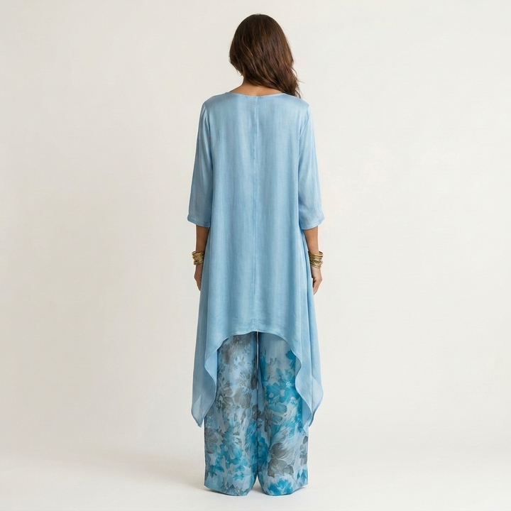 Cotton Silk Asymmetric Two-Piece Set