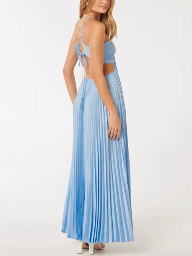 Sukienka maxi z dekoltem halter na wieczorne wesela