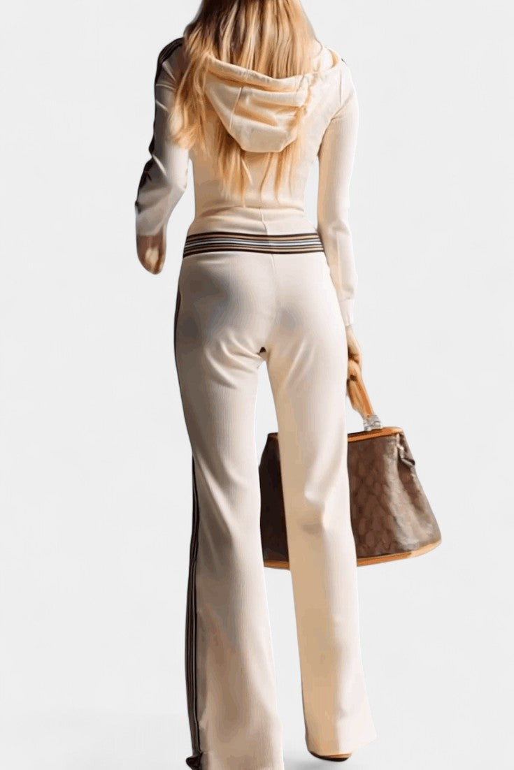 Angélise | Contrast Striped Hooded Knit Jumpsuit