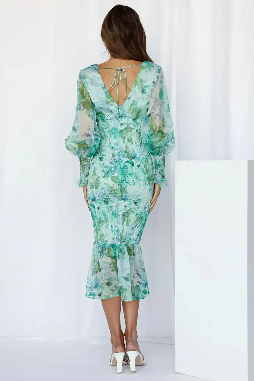 Wedding Guest Floral Evening Midi Dress