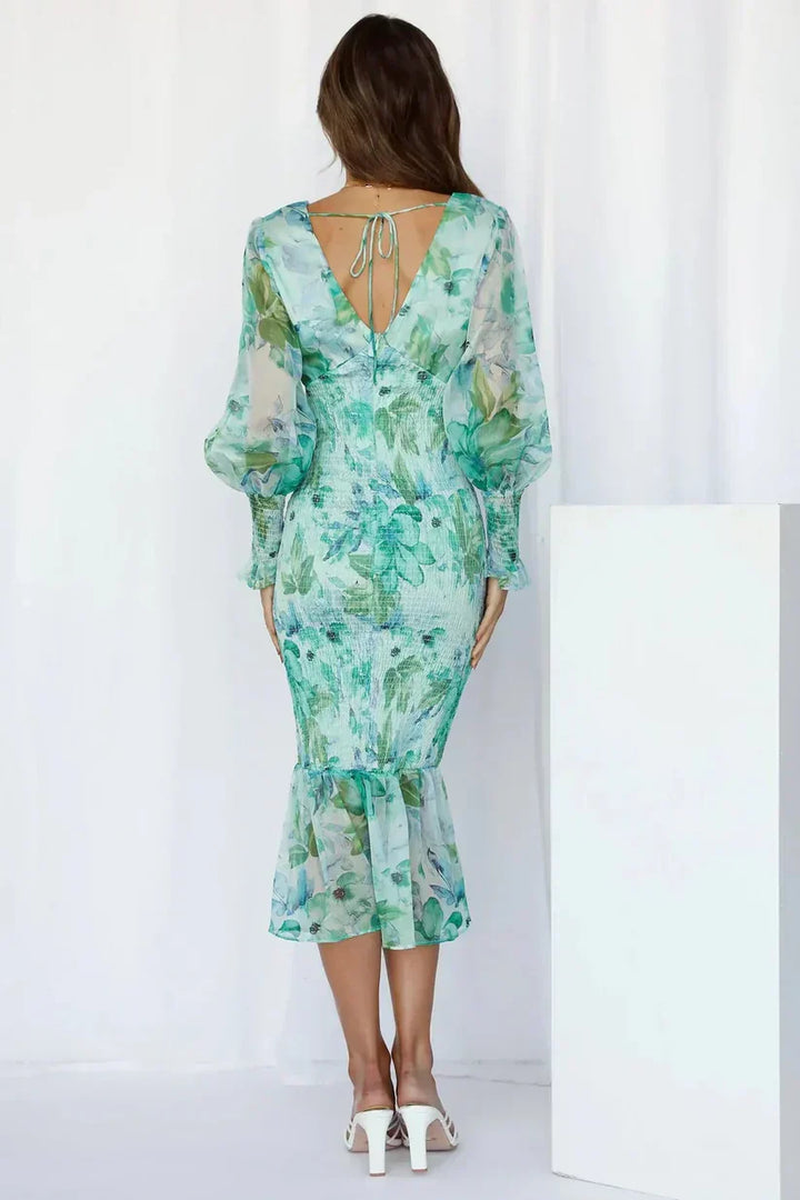 Wedding Guest Floral Evening Midi Dress