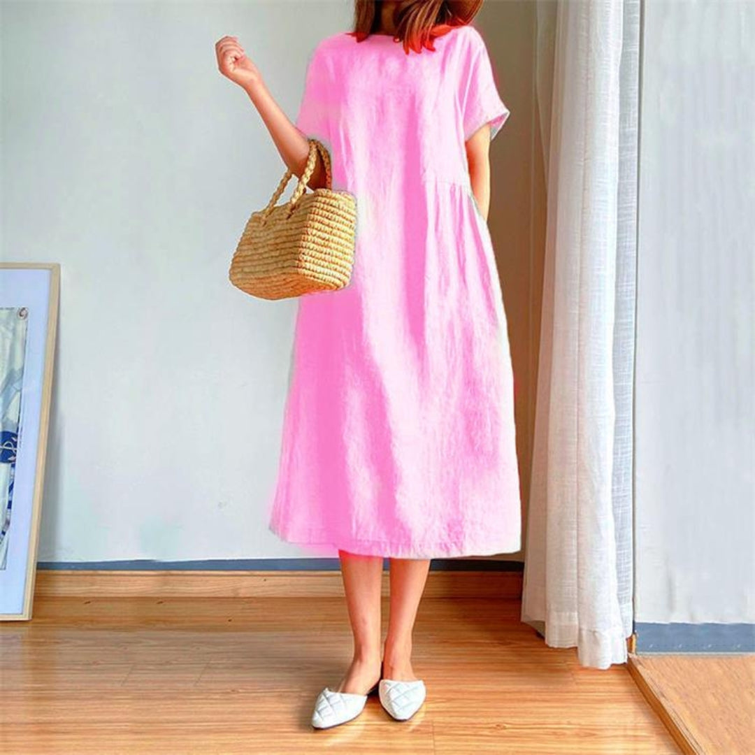 Vestido de verano versátil, elegante y favorecedor de manga corta para mujer