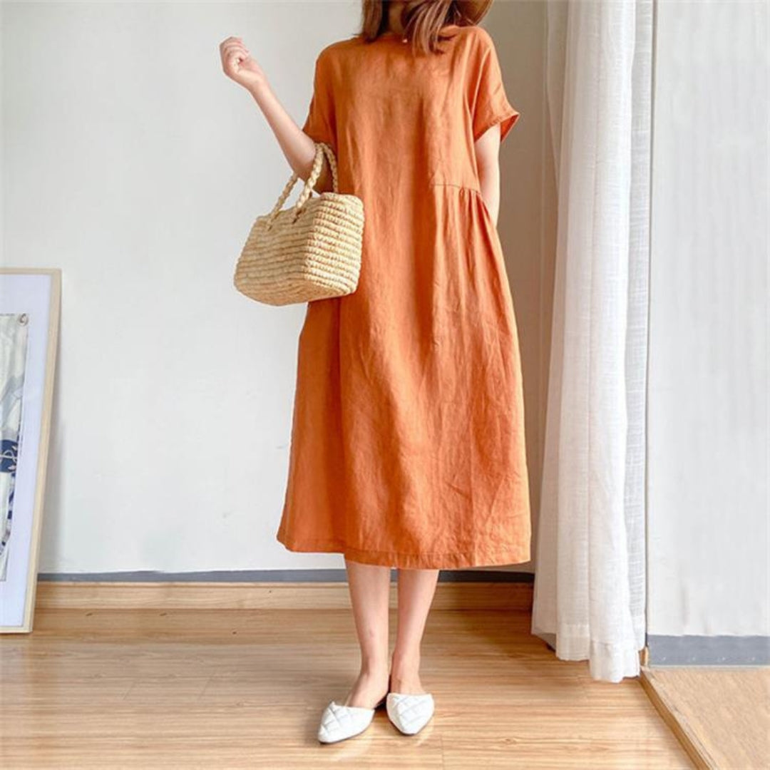 Vestido de verano versátil, elegante y favorecedor de manga corta para mujer
