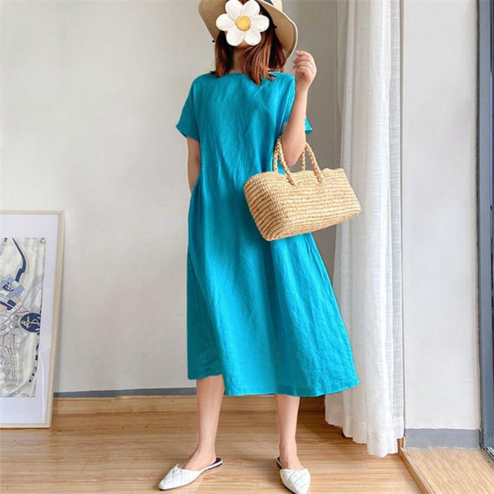 Vestido de verano versátil, elegante y favorecedor de manga corta para mujer