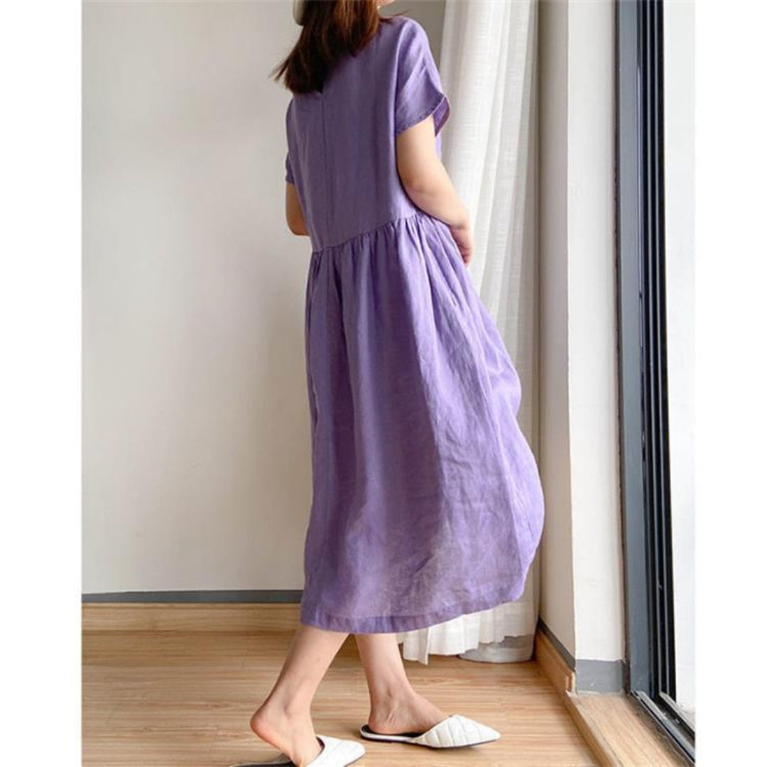 Vestido de verano versátil, elegante y favorecedor de manga corta para mujer