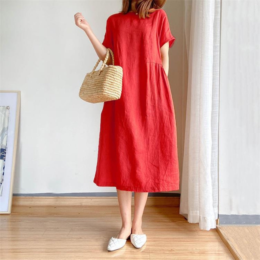 Vestido de verano versátil, elegante y favorecedor de manga corta para mujer