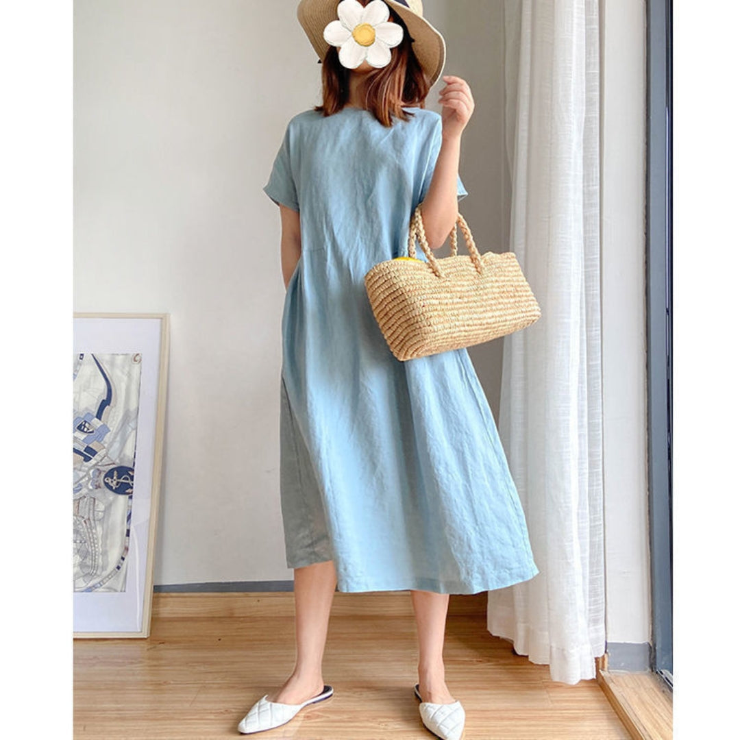 Vestido de verano versátil, elegante y favorecedor de manga corta para mujer