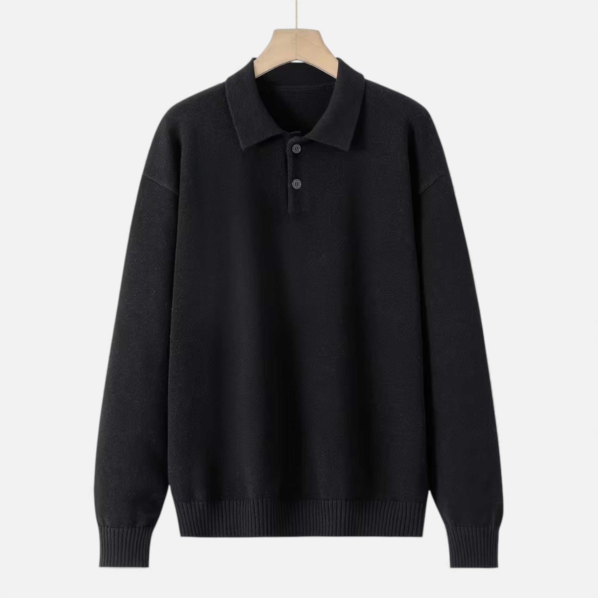 Men's Loose-Fit Button-Up Polo Sweater