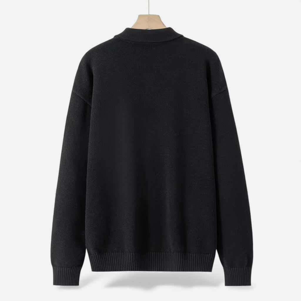 Men's Loose-Fit Button-Up Polo Sweater