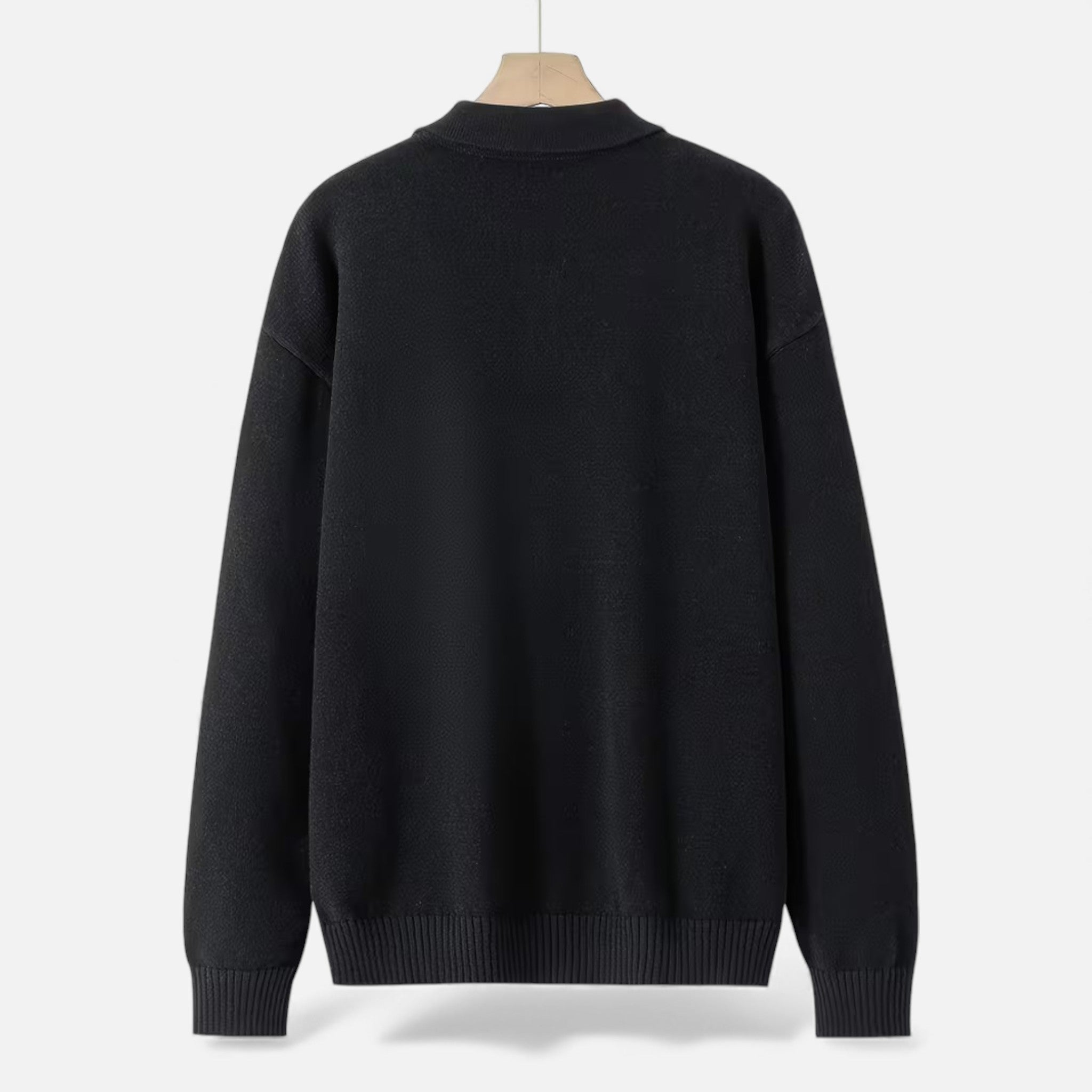 Men's Loose-Fit Button-Up Polo Sweater