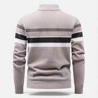 Men's Thick Half-Zip Striped Knit Sweater