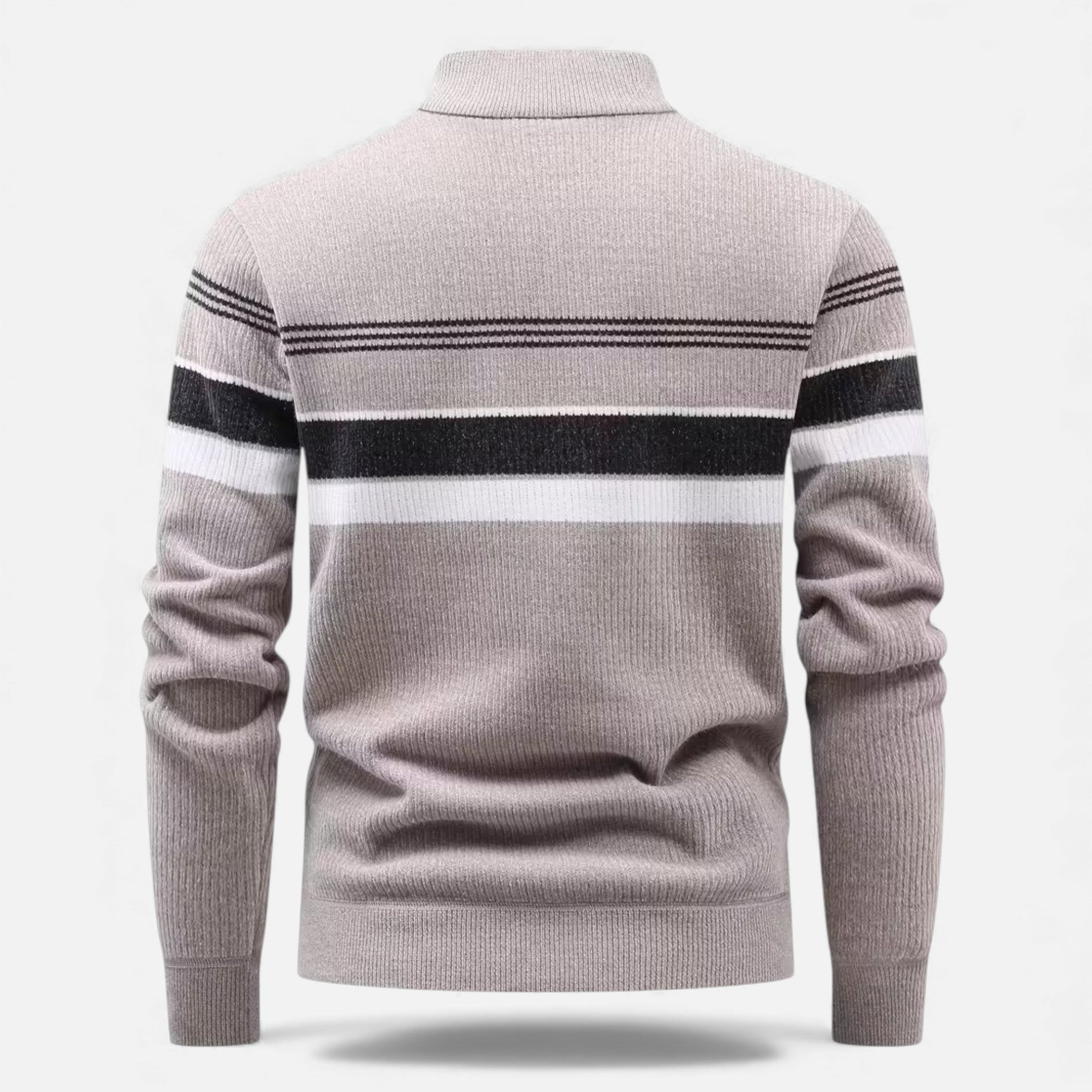 Men's Thick Half-Zip Striped Knit Sweater