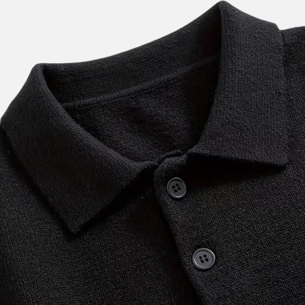 Men's Loose-Fit Button-Up Polo Sweater