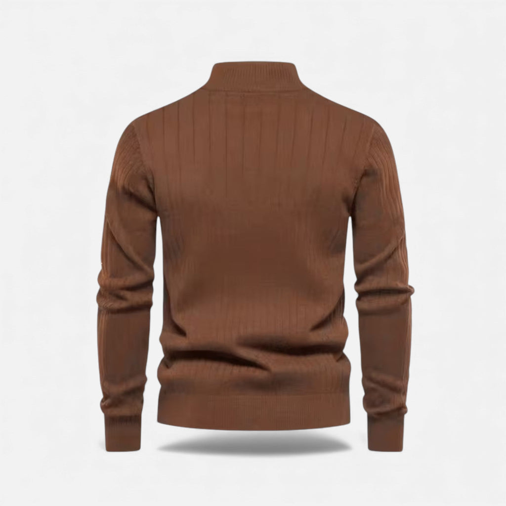 Men's Zip Front Thermal Knit Sweater
