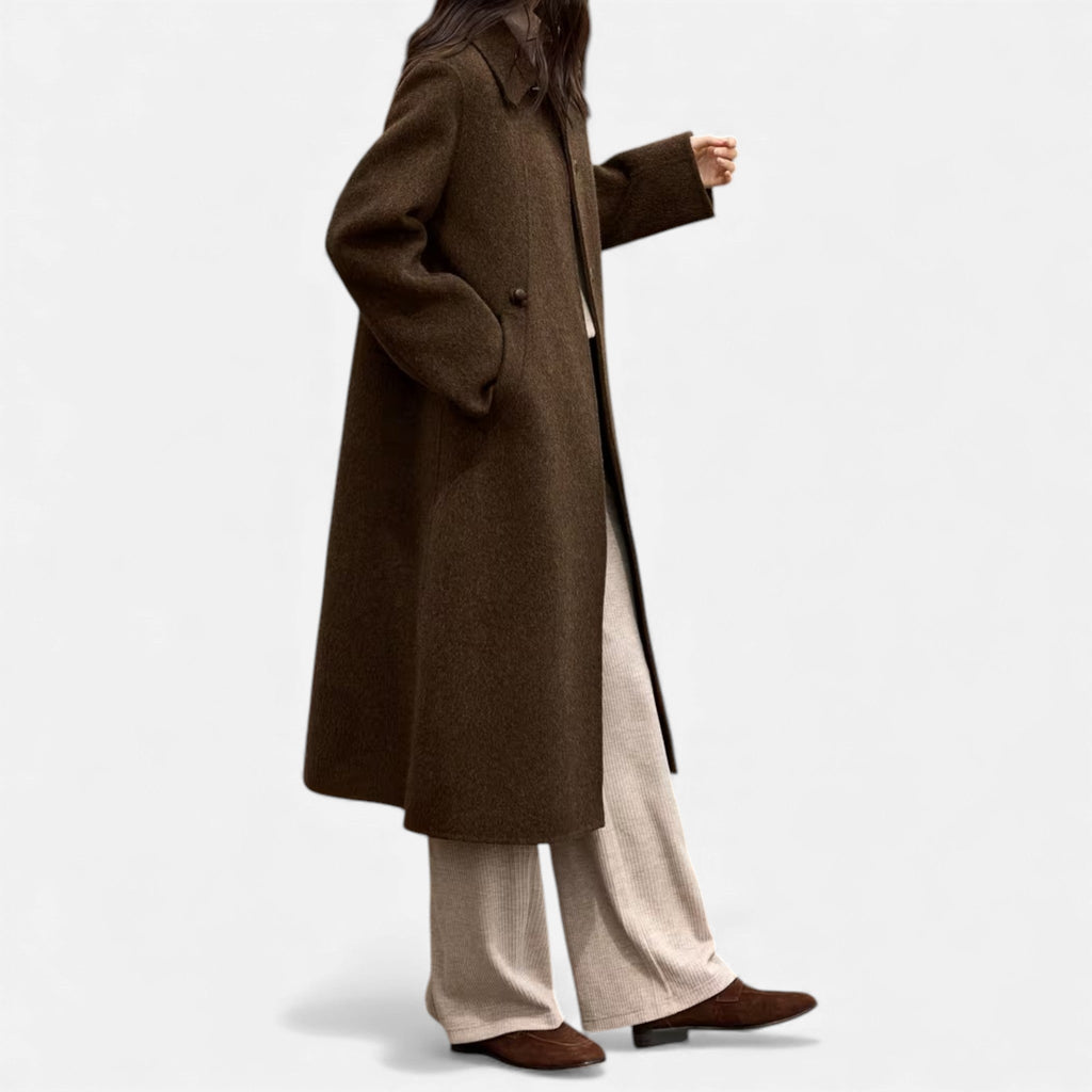 Women's Structured Long Wool Blend Winter Coat