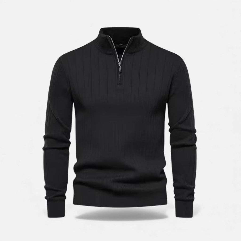 Men's Zip Front Thermal Knit Sweater