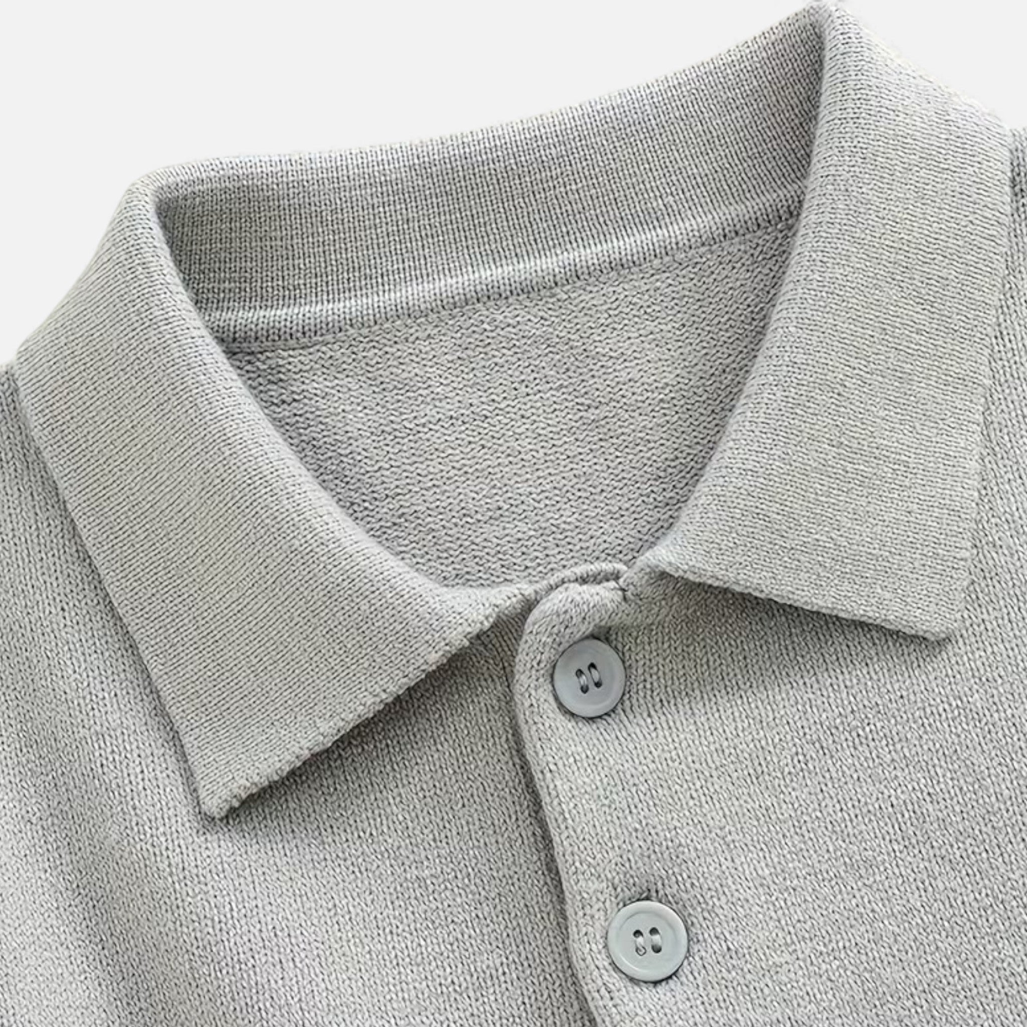 Men's Loose-Fit Button-Up Polo Sweater