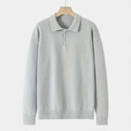 Men's Loose-Fit Button-Up Polo Sweater