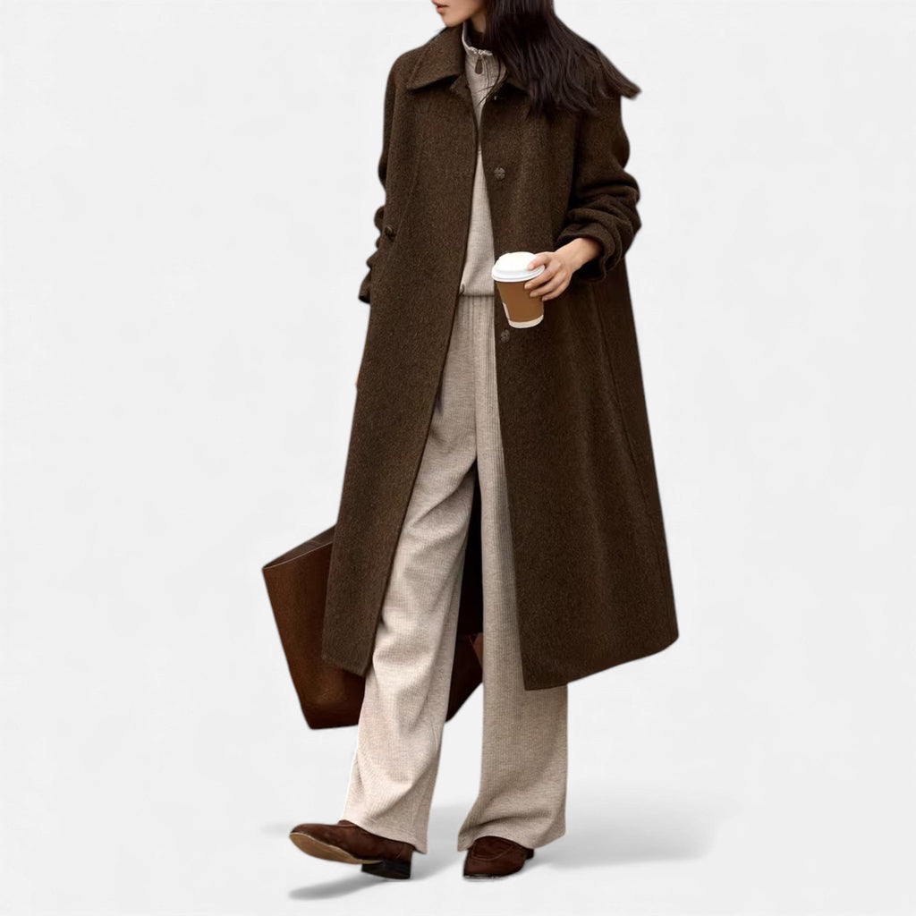 Women's Structured Long Wool Blend Winter Coat