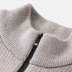 Men's Thick Half-Zip Striped Knit Sweater