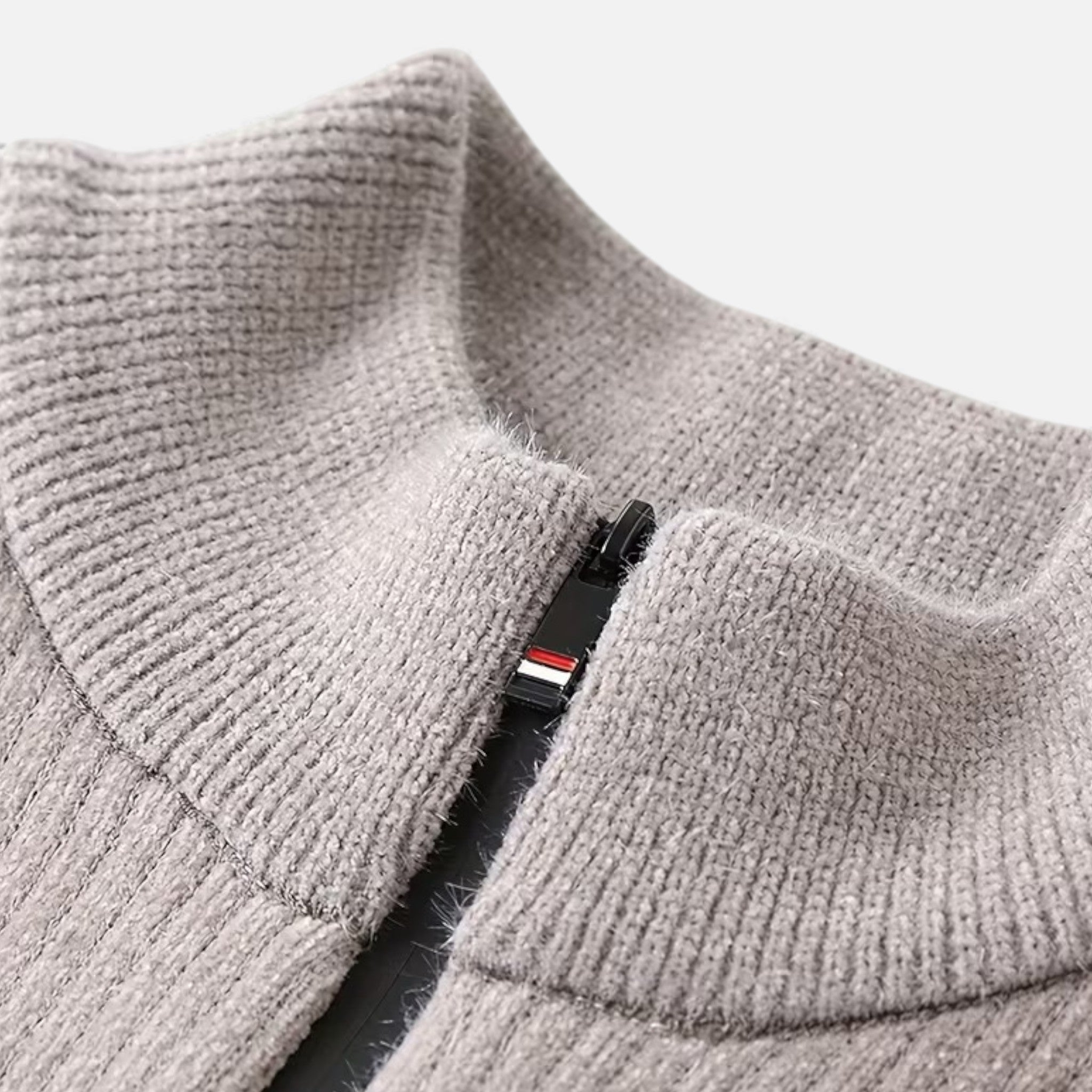 Men's Thick Half-Zip Striped Knit Sweater