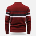 Men's Thick Half-Zip Striped Knit Sweater