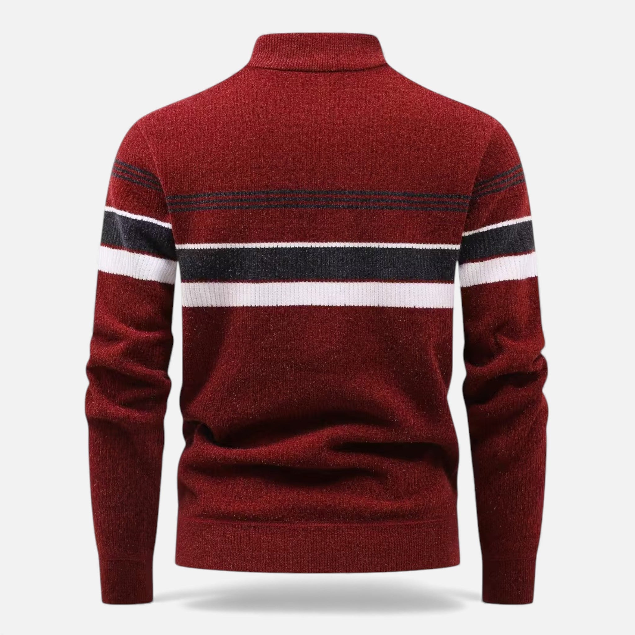 Men's Thick Half-Zip Striped Knit Sweater