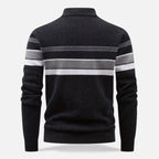 Men's Thick Half-Zip Striped Knit Sweater
