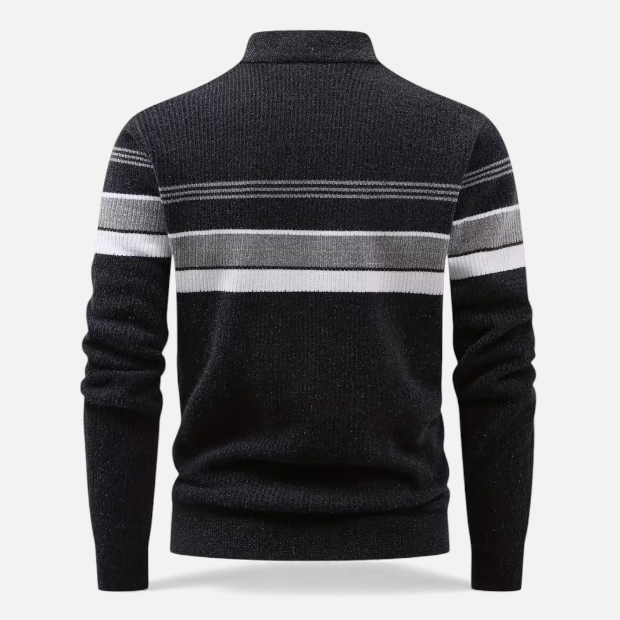 Men's Thick Half-Zip Striped Knit Sweater