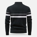 Men's Thick Half-Zip Striped Knit Sweater