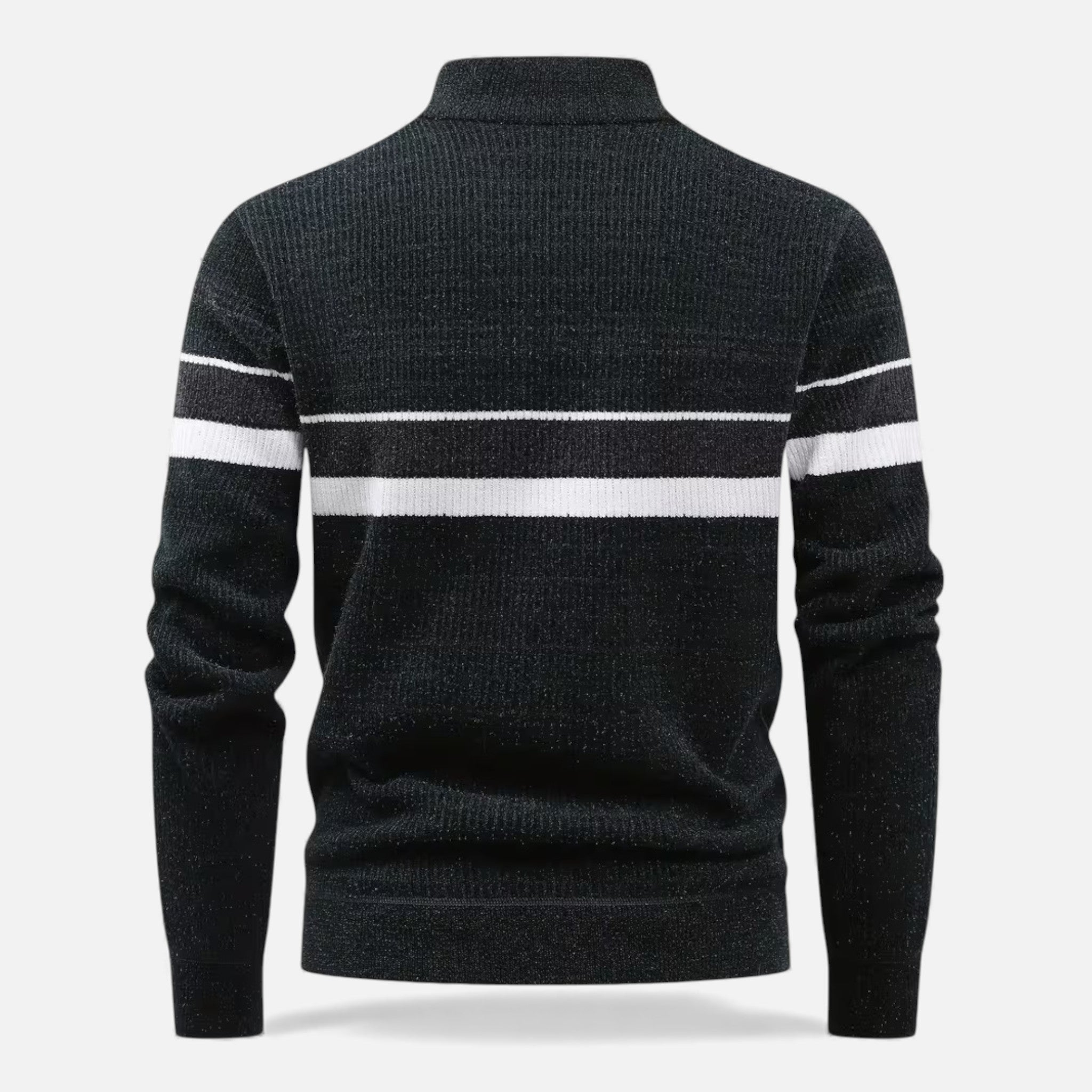 Men's Thick Half-Zip Striped Knit Sweater