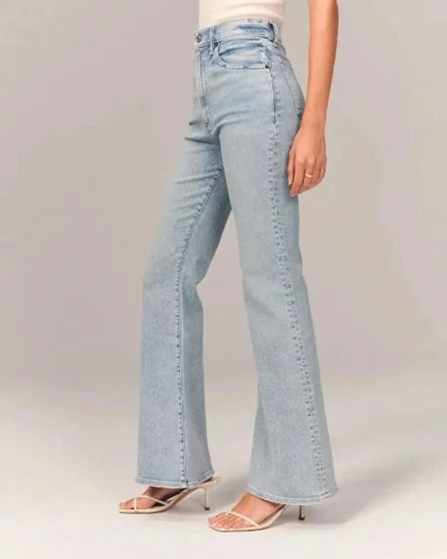 Women’s Fashion Pocket High-Waisted Denim Flare Jeans