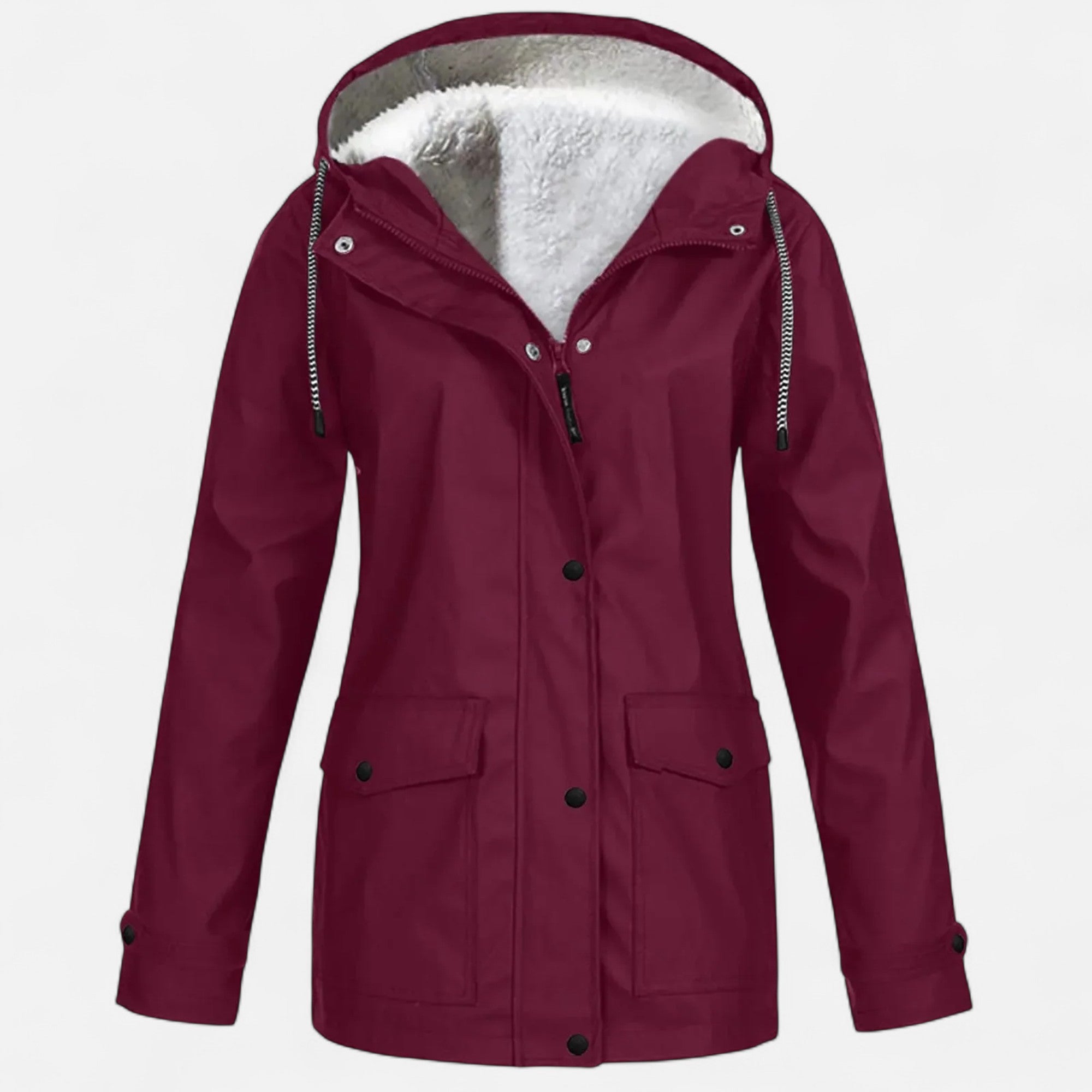 Women's Hooded Ski Coat in Plush Velvet Windproof